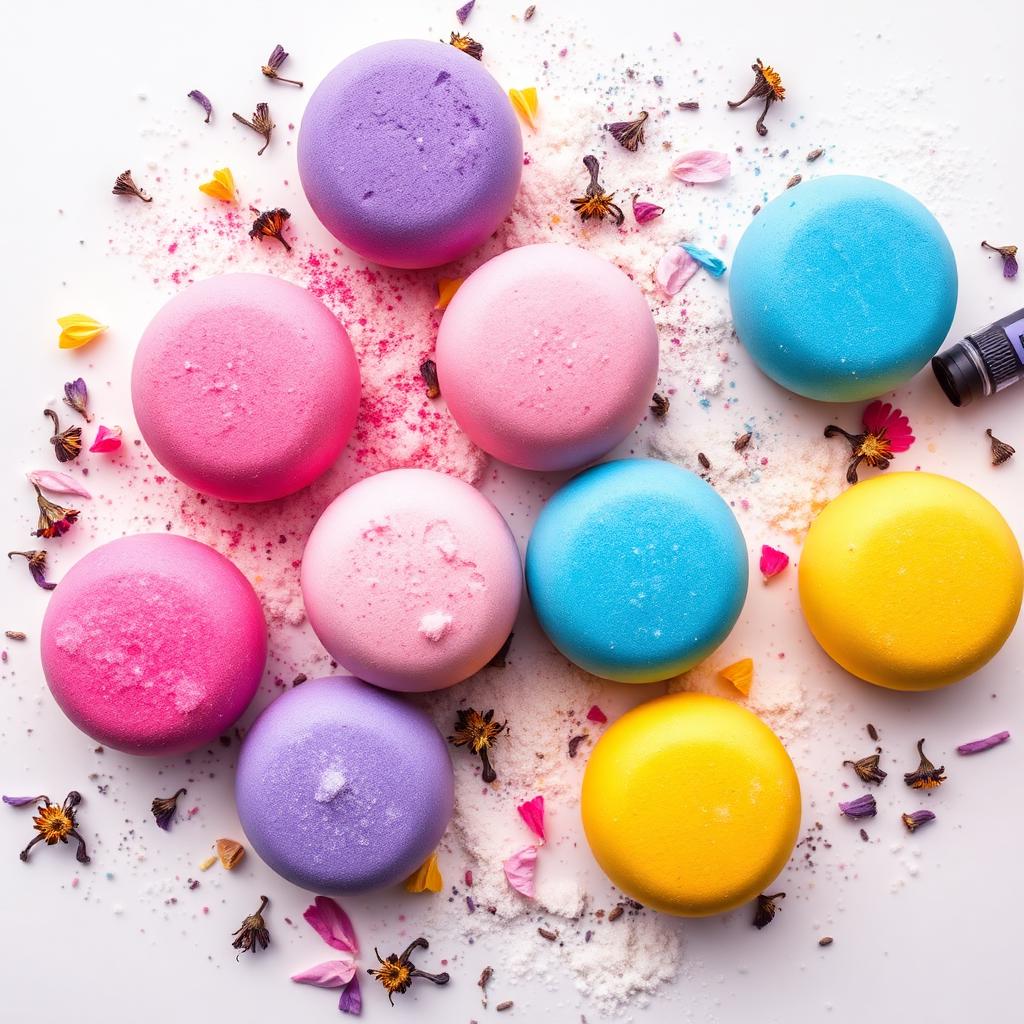 Handmade bath bombs in process