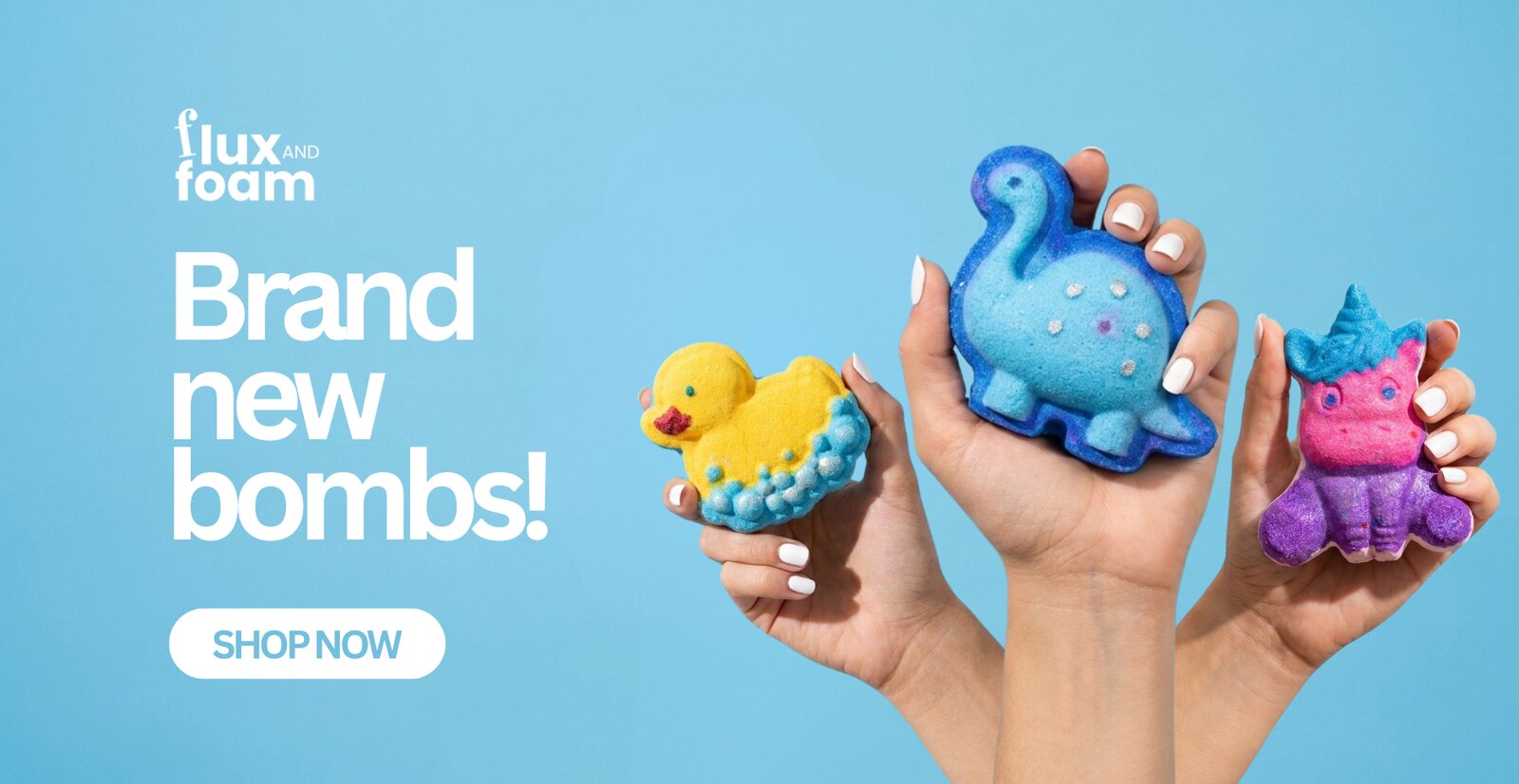 Brand new bath bombs — duck, dinosaur and unicorn shapes